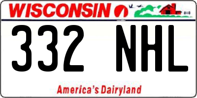 WI license plate 332NHL