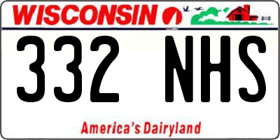 WI license plate 332NHS