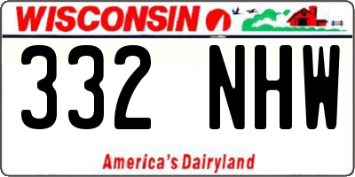 WI license plate 332NHW