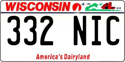 WI license plate 332NIC