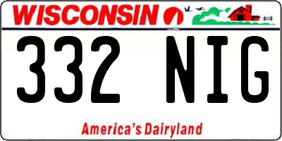 WI license plate 332NIG