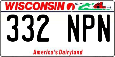 WI license plate 332NPN