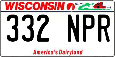 WI license plate 332NPR