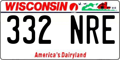 WI license plate 332NRE