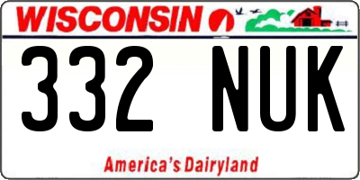 WI license plate 332NUK