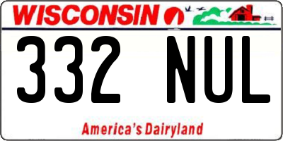 WI license plate 332NUL