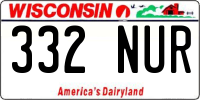 WI license plate 332NUR