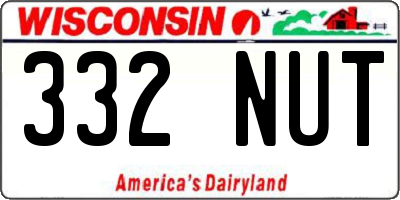 WI license plate 332NUT