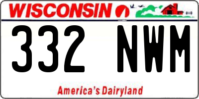 WI license plate 332NWM