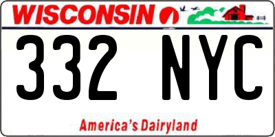 WI license plate 332NYC