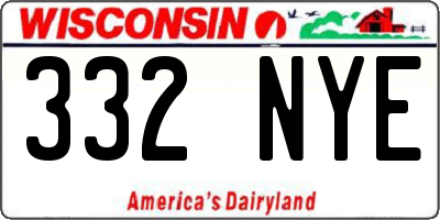 WI license plate 332NYE