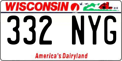 WI license plate 332NYG
