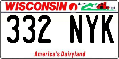 WI license plate 332NYK