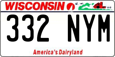 WI license plate 332NYM