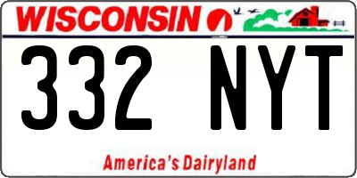 WI license plate 332NYT