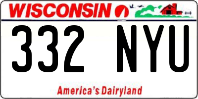 WI license plate 332NYU