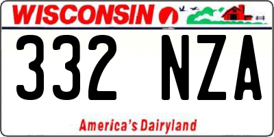 WI license plate 332NZA
