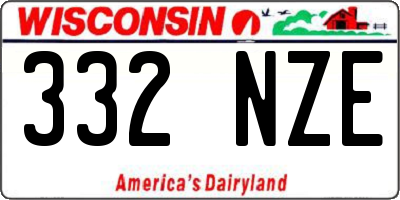 WI license plate 332NZE