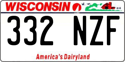 WI license plate 332NZF