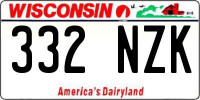 WI license plate 332NZK