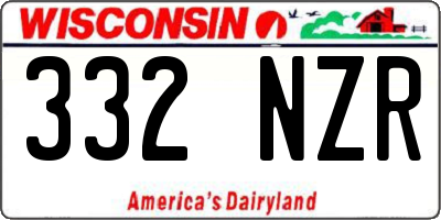 WI license plate 332NZR