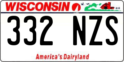 WI license plate 332NZS