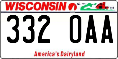 WI license plate 332OAA
