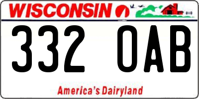 WI license plate 332OAB