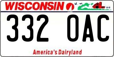 WI license plate 332OAC
