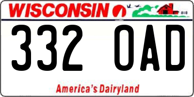 WI license plate 332OAD
