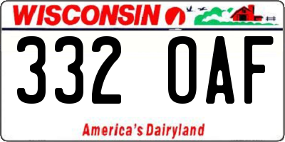 WI license plate 332OAF