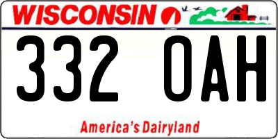 WI license plate 332OAH