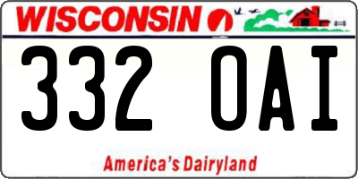 WI license plate 332OAI
