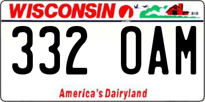 WI license plate 332OAM