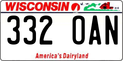 WI license plate 332OAN