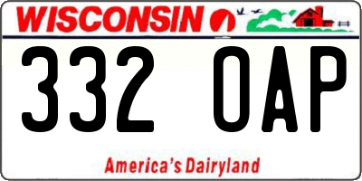 WI license plate 332OAP