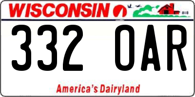 WI license plate 332OAR