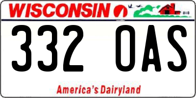 WI license plate 332OAS