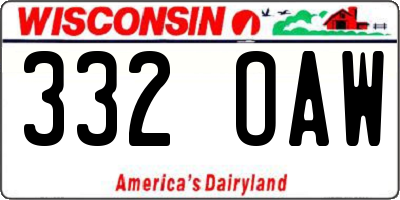 WI license plate 332OAW