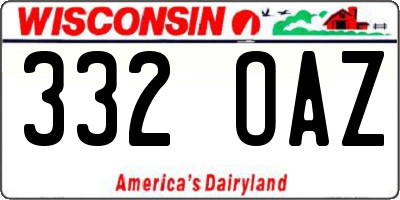 WI license plate 332OAZ