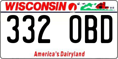 WI license plate 332OBD