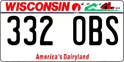 WI license plate 332OBS