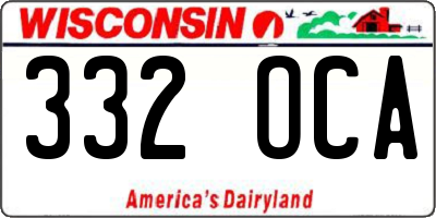 WI license plate 332OCA
