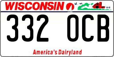 WI license plate 332OCB