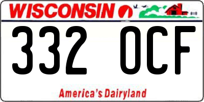 WI license plate 332OCF