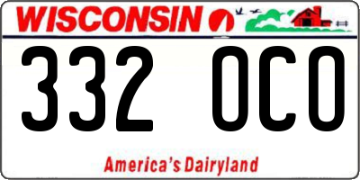 WI license plate 332OCO