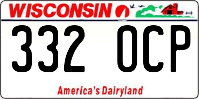 WI license plate 332OCP