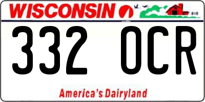 WI license plate 332OCR