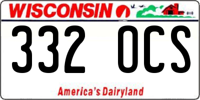 WI license plate 332OCS