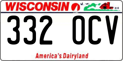 WI license plate 332OCV